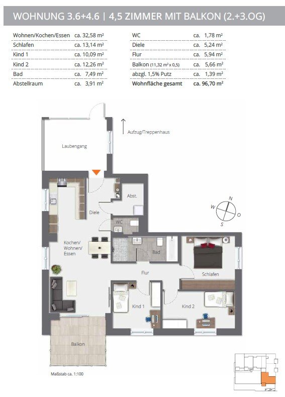 Wohnung zum Kauf provisionsfrei 560.400 € 4,5 Zimmer 96,7 m²<br/>Wohnfläche Kernstadt Biberach an der Riß 88400