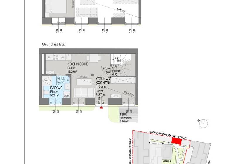 Studio zum Kauf - Erstbezug 399.000 € 1 Zimmer 53,5 m² EG Sechshauser Straße Wien 1150