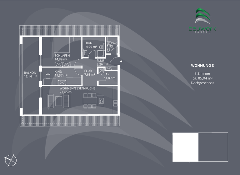 Wohnung zum Kauf - Erstbezug provisionsfrei 429.900 € 3 Zimmer 85 m² 3. Geschoss Altenthann Altenthann, Nähe Regensburg 93177