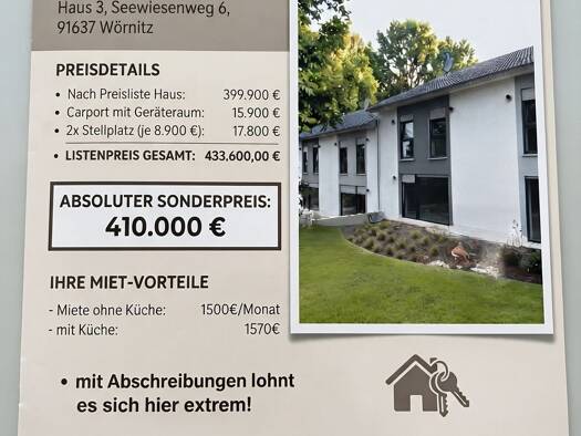 Einfamilienhaus zum Kauf - Erstbezug provisionsfrei als Kapitalanlage geeignet 399.990 € 4 Zimmer 122 m² Eyb Ansbach 91522