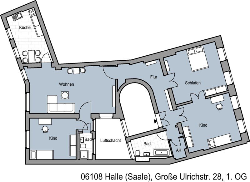 Wohnung zur Miete 1.450 € 4 Zimmer 147 m²<br/>Wohnfläche 1.<br/>Geschoss 11.12.2024<br/>Verfügbarkeit Große Ulrichstr. 28 Altstadt Halle (Saale) 06108