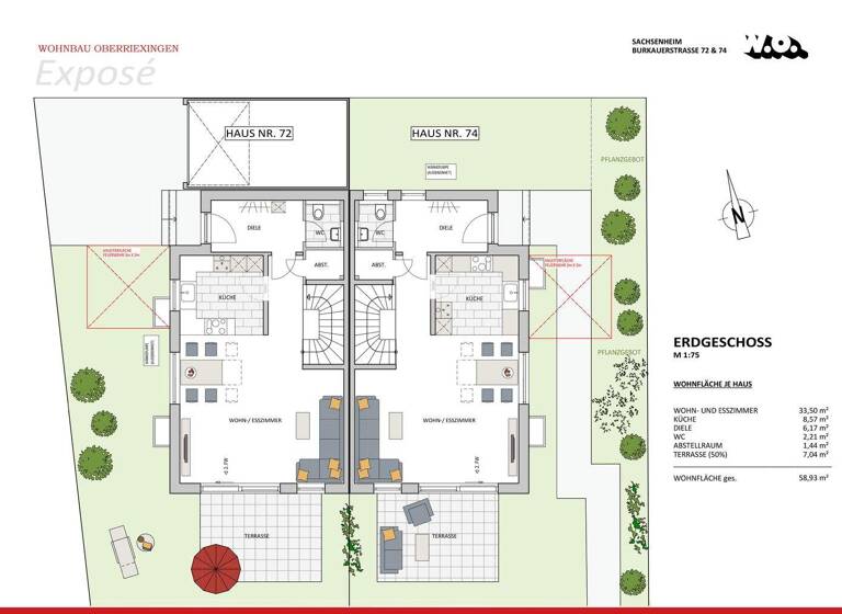 Doppelhaushälfte zum Kauf provisionsfrei 887.900 € 5 Zimmer 149 m² 254 m² Grundstück Burkauer Straße 72 Großsachsenheim Sachsenheim 74343