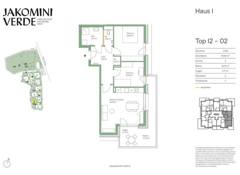 Wohnung zum Kauf - Erstbezug 308.000 € 3 Zimmer 67,6 m² 2. Geschoss Kasernstraße 30I Jakomini Graz 8010