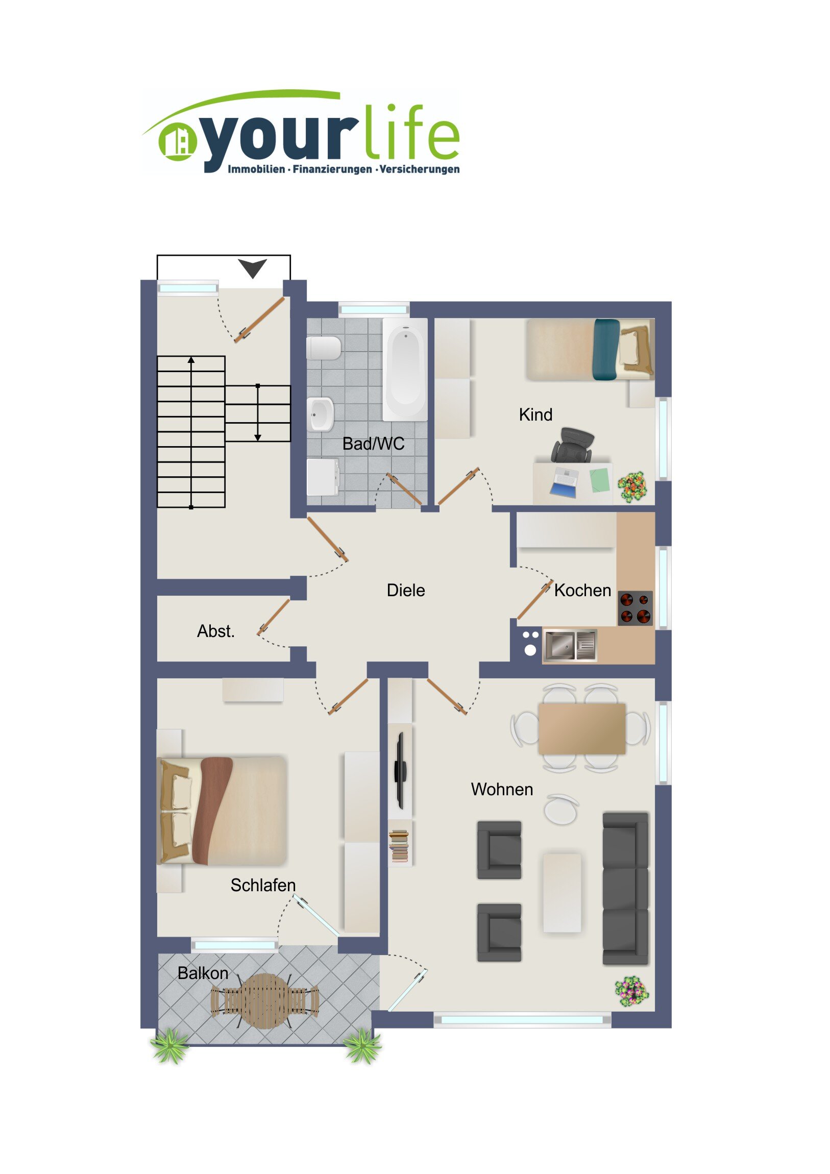 Wohnung zum Kauf 279.000 € 3 Zimmer 74 m²<br/>Wohnfläche 1.<br/>Geschoss ab sofort<br/>Verfügbarkeit Bad Wörishofen Bad Wörishofen 86825