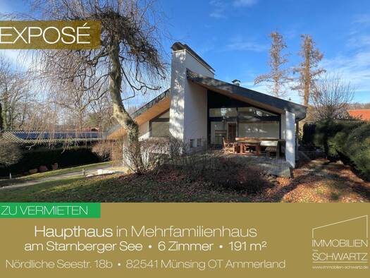 Haus zur Miete 3.790 € 6 Zimmer 191 m² 241 m² Grundstück frei ab sofort Nördliche Seestraße 18b Ammerland Münsing 82541