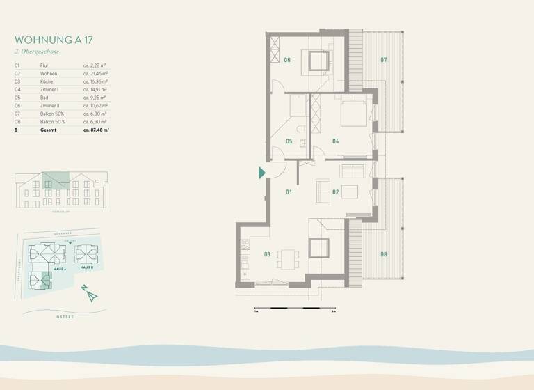 Wohnung zum Kauf - Neubau provisionsfrei 675.000 € 3 Zimmer 87,2 m² 2. Geschoss Strandallee 11 Pelzerhaken Neustadt in Holstein 23730