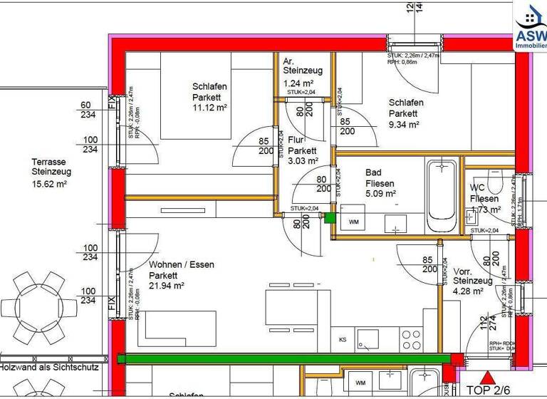 Wohnung zum Kauf 253.000 € 3 Zimmer 57,8 m² 1. Geschoss Hochsteingasse Geidorf Graz 8010
