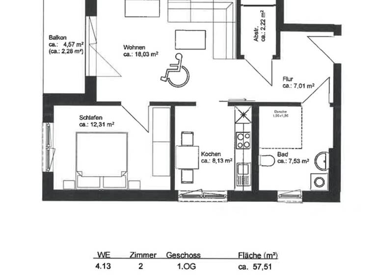 Wohnung zur Miete 950 € 2 Zimmer 57,5 m² 1. Geschoss frei ab 01.05.2026 Dorfaue 7 C Schöneiche bei Berlin 15566