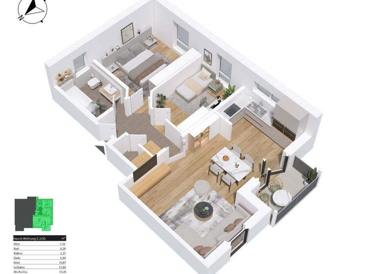 Wohnung zum Kauf - Erstbezug 350.056 € 3 Zimmer 74,5 m² Taubenweg Bergham Nittenau / Bergham 93149