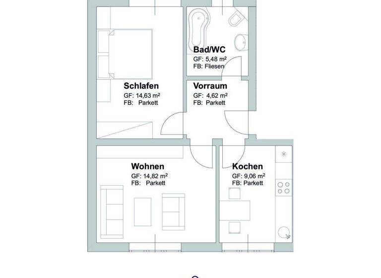 Wohnung zur Miete 524 € 2,5 Zimmer 48,6 m² 1. Geschoss Hinderhoferstraße 4 Oberhaid Wels 4600