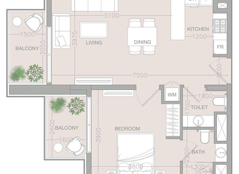 Wohnung zum Kauf provisionsfrei 288.009 € 2 Zimmer 66,2 m² Dubai 00000