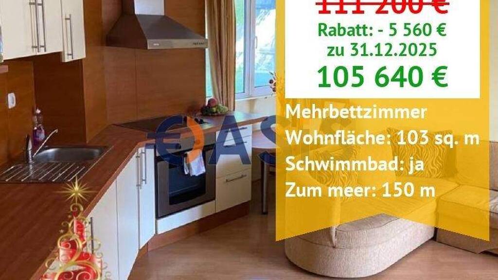 Studio zum Kauf provisionsfrei 105.640 € 4 Zimmer 103 m² 1. Geschoss ulica Vaya 10 Saint Vlas 8256