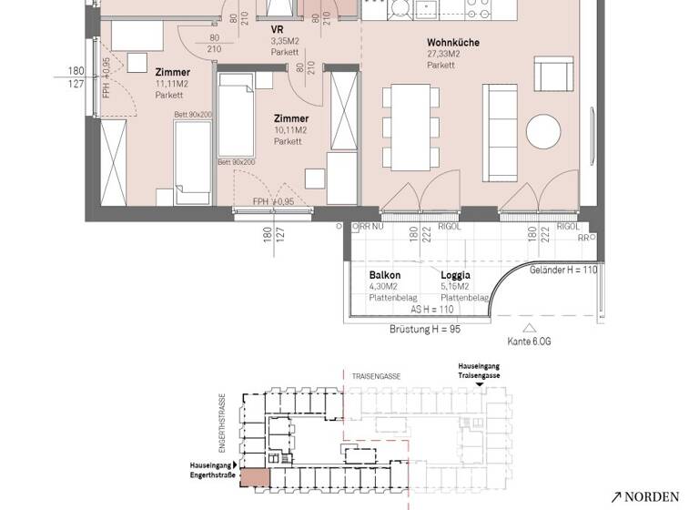 Wohnung zum Kauf - Erstbezug 563.400 € 4 Zimmer 77,4 m² 5. Geschoss frei ab 30.06.2028 Engerthstraße 111 Wien 1200