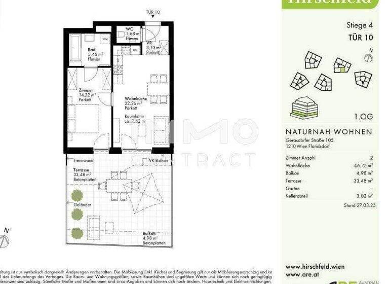 Wohnung zum Kauf - Erstbezug provisionsfrei 309.900 € 2 Zimmer 46,8 m² 1. Geschoss Wien 1210