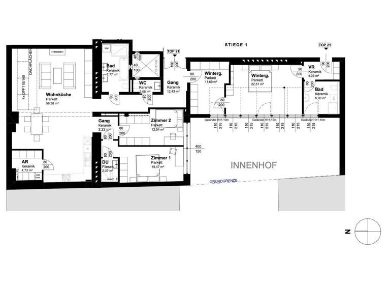 Wohnung zum Kauf 1.283.000 € 3 Zimmer 123,4 m² Wien 1070
