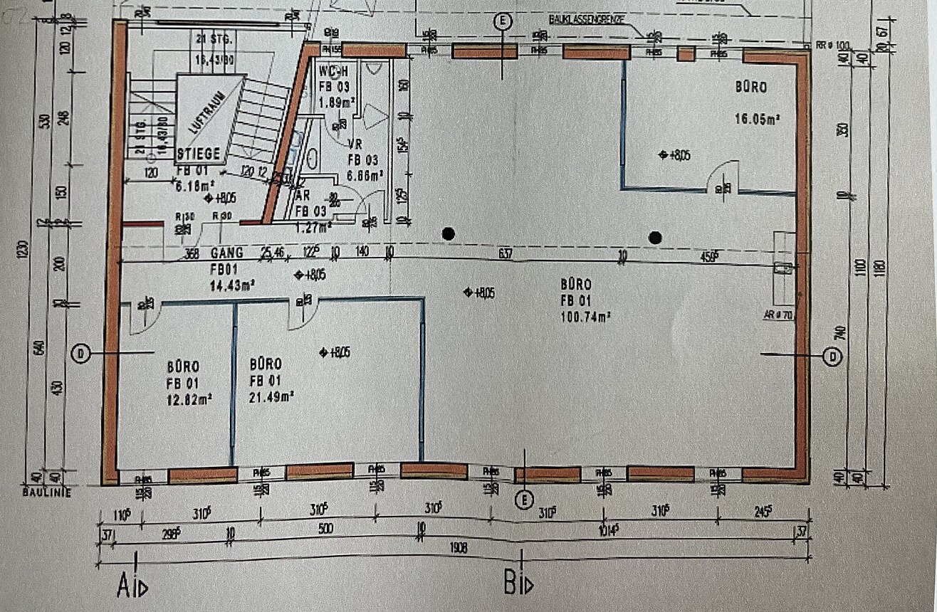 Büro-/Praxisfläche zur Miete 3.289 € 6 Zimmer 263,1 m²<br/>Bürofläche Wien 1190