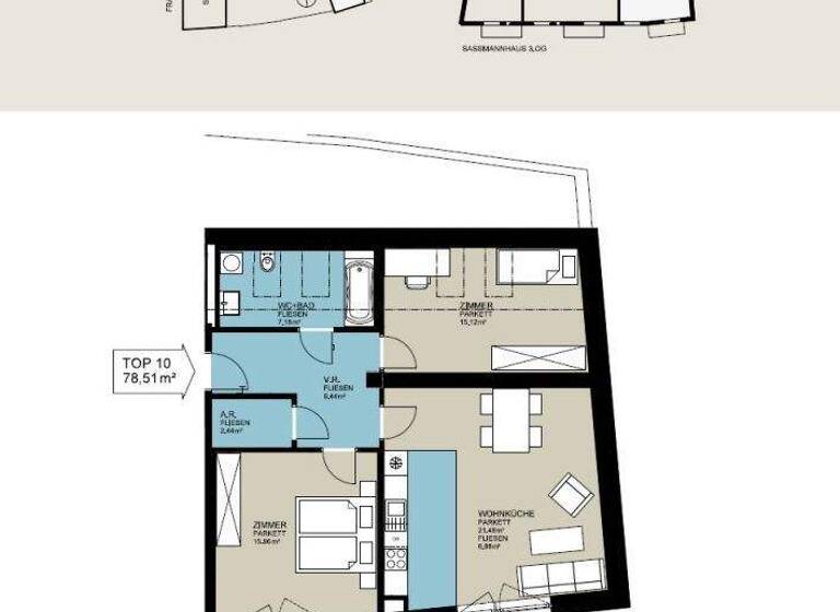 Wohnung zur Miete 940 € 3 Zimmer 78,5 m² 3. Geschoss frei ab 01.05.2026 St. Pölten 3100