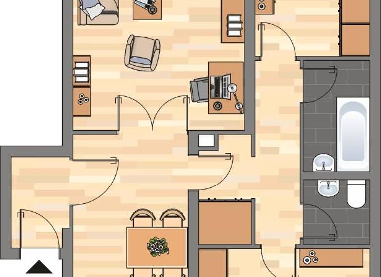 Wohnung zur Miete 586 € 3 Zimmer 76,6 m² 1. Geschoss frei ab 01.05.2026 Hesseweg 14 Scharnhorst Dortmund 44328