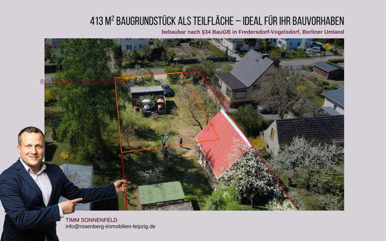 Grundstück zum Kauf 199.900 € 413 m² Grundstück Jahnstraße 8 Fredersdorf-Nord Fredersdorf-Vogelsdorf 15370