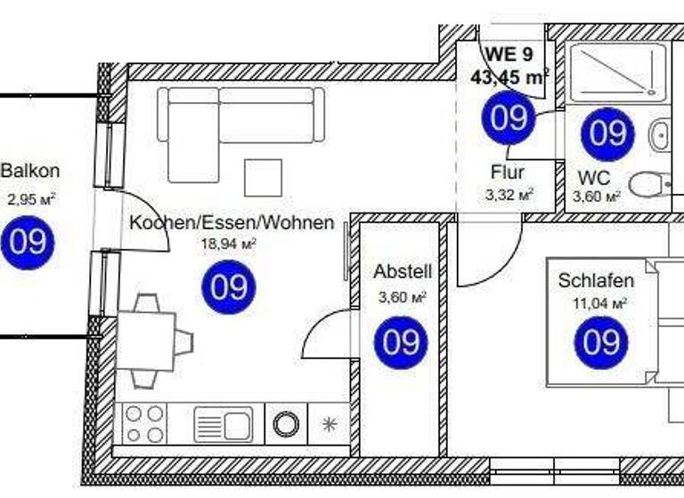 Wohnung zum Kauf provisionsfrei 179.000 € 2 Zimmer 43,5 m² 1. Geschoss frei ab 01.12.2026 Pfullendorf 88630