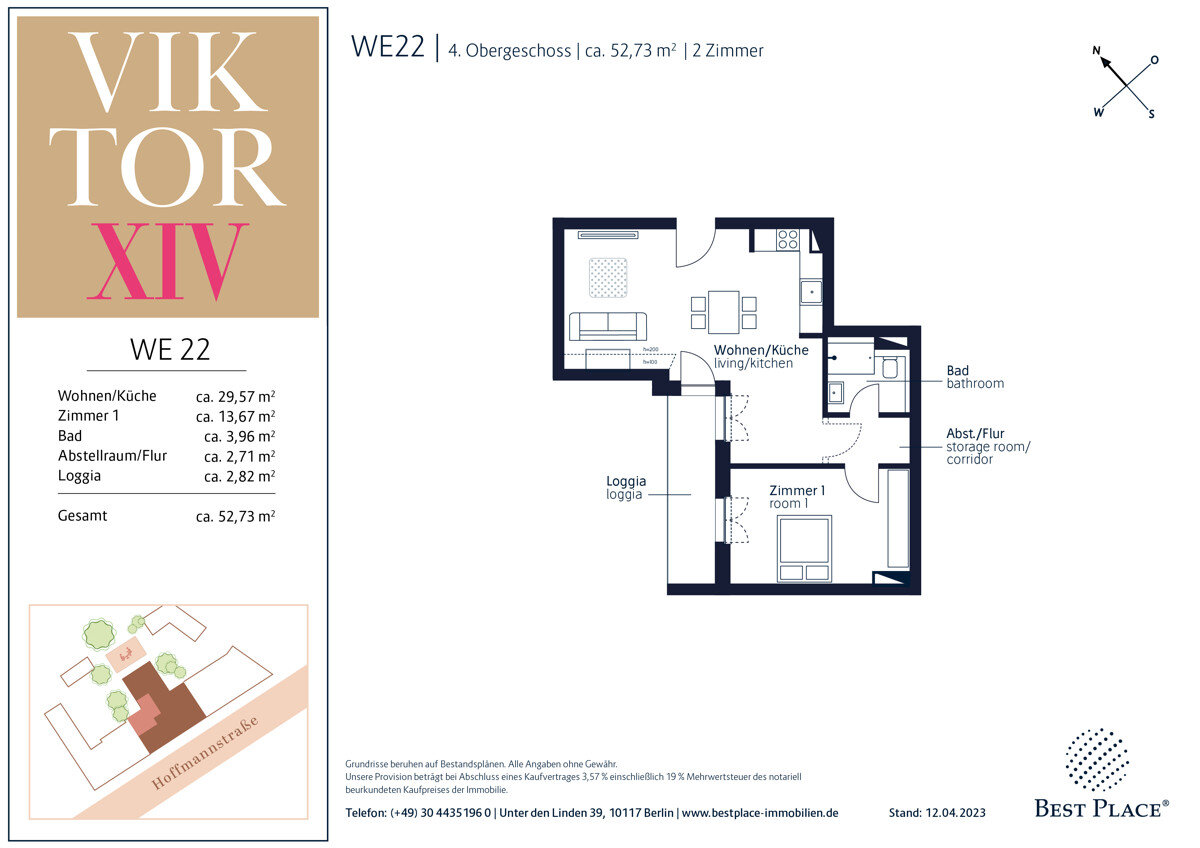 Wohnung zum Kauf 305.000 € 2 Zimmer 52,7 m²<br/>Wohnfläche 4.<br/>Geschoss ab sofort<br/>Verfügbarkeit Hoffmannstraße 14 Adlershof Berlin 12489