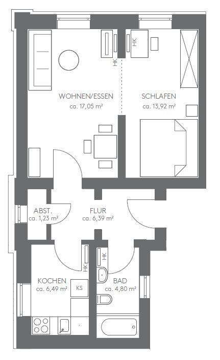 Wohnung zum Kauf 360.000 € 2 Zimmer 49,9 m²<br/>Wohnfläche ab sofort<br/>Verfügbarkeit Borgfelde Hamburg 22087