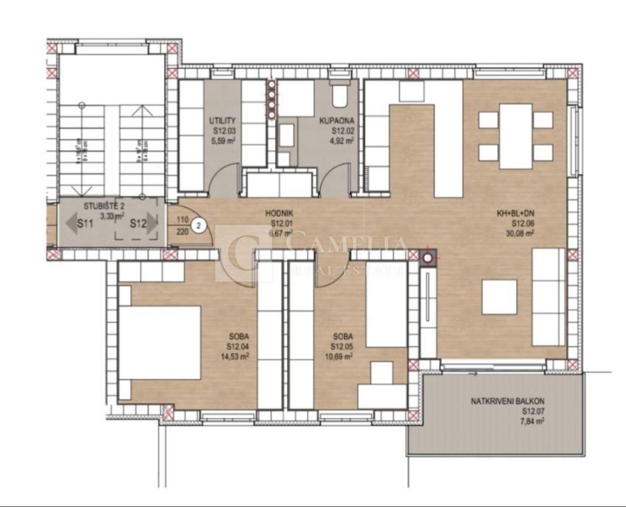 Wohnung zum Kauf 190.000 € 3 Zimmer 81 m²<br/>Wohnfläche 2.<br/>Geschoss Viskovo center