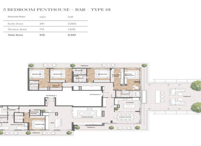 Penthouse zum Kauf - Erstbezug provisionsfrei 6.369.586 € 6 Zimmer 515 m² Al Majara 4 Dubai