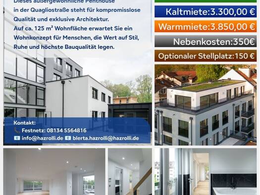 Penthouse zur Miete 3.300 € 3,5 Zimmer 125 m² Geschoss 3/4 frei ab 01.01.2026 Quagliostraße 6 Untergiesing-Harlaching München 81543