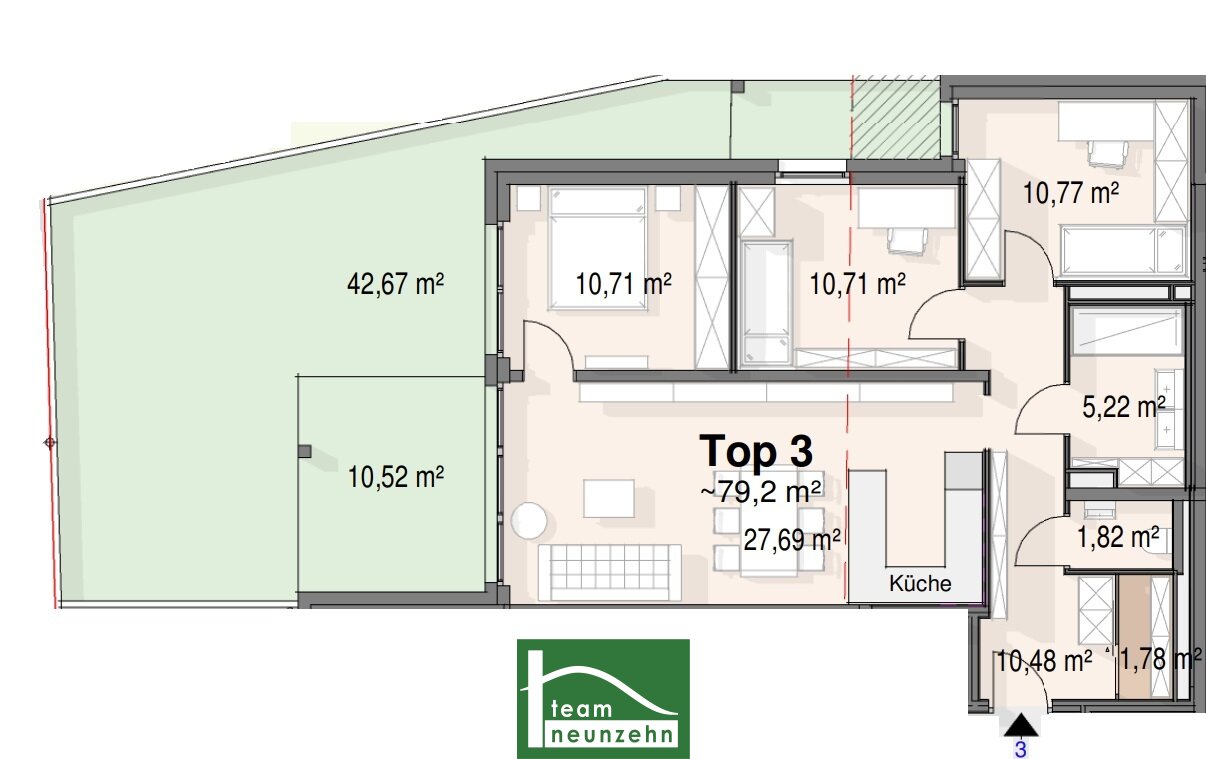 Wohnung zum Kauf 345.687 € 4 Zimmer 79,9 m²<br/>Wohnfläche EG<br/>Geschoss Bahnhofstraße 22 Strasshof an der Nordbahn 2231