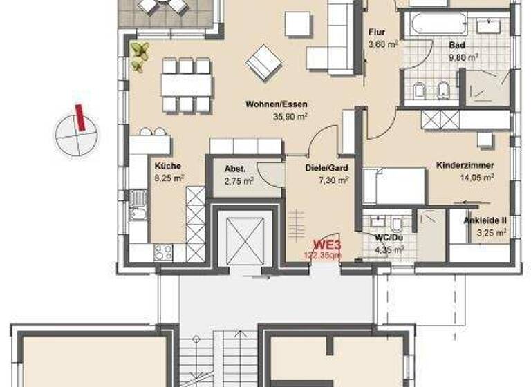 Wohnung zur Miete - Erstbezug 1.800 € 3 Zimmer 122 m² 1. Geschoss Soest 59494
