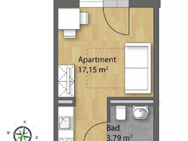 Studio zum Kauf - Neubau provisionsfrei 179.900 € 1 Zimmer 23,8 m² 1. Geschoss Friedenstraße 8 Kumpfmühl-Ziegetsdorf-Neuprüll Regensburg 93051