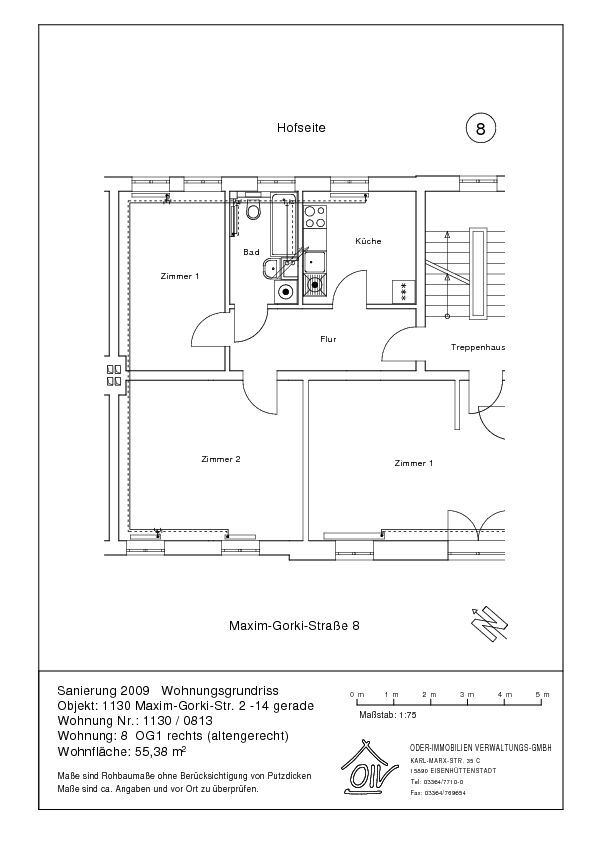 Wohnung zur Miete 360 € 2 Zimmer 55,4 m²<br/>Wohnfläche 1.<br/>Geschoss M.-Gorki-Str. 08 Wohnkomplex 3 Eisenhüttenstadt 15890