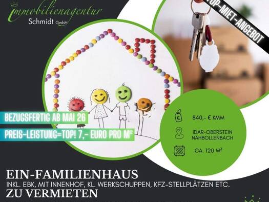 Einfamilienhaus zur Miete 840 € 6 Zimmer 120 m² 350 m² Grundstück Idar-Oberstein 55743