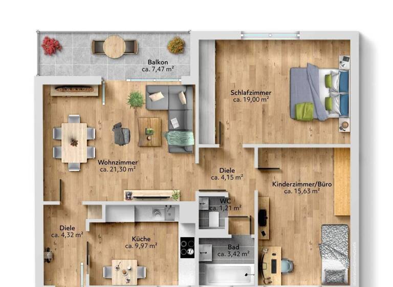 Wohnung zum Kauf 264.900 € 3 Zimmer 84 m² 3. Geschoss Orschel-Hagen Reutlingen 72760