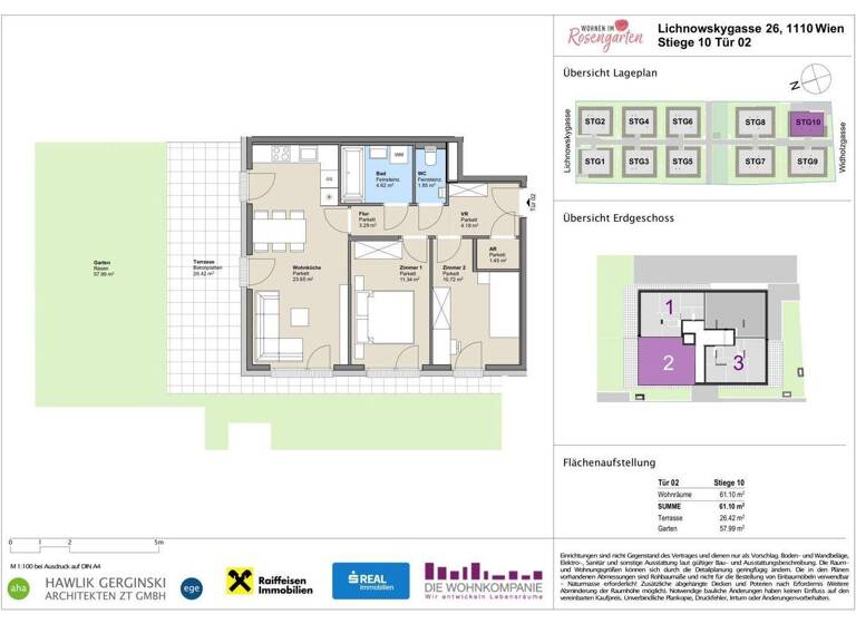 Wohnung zum Kauf - Erstbezug provisionsfrei 356.841 € 3 Zimmer 61,1 m² EG Lichnowskygasse 26 Wien 1110