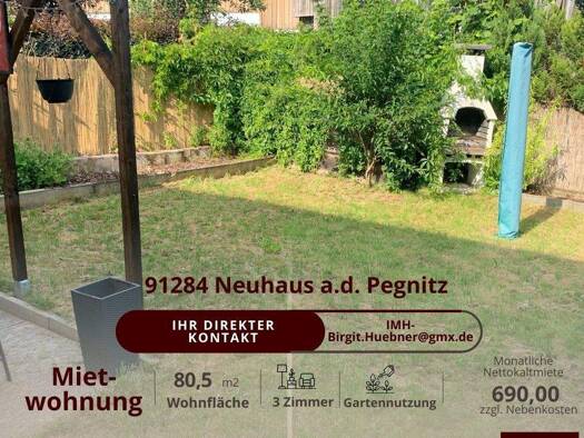 Wohnung zur Miete 690 € 3 Zimmer 80 m² frei ab 01.04.2026 Neuhaus Neuhaus a.d.Pegnitz 91284