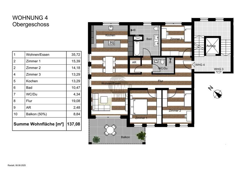 Wohnung zum Kauf - Erstbezug 662.000 € 4 Zimmer 137 m² 1. Geschoss Haueneberstein Baden-Baden / Haueneberstein 76532