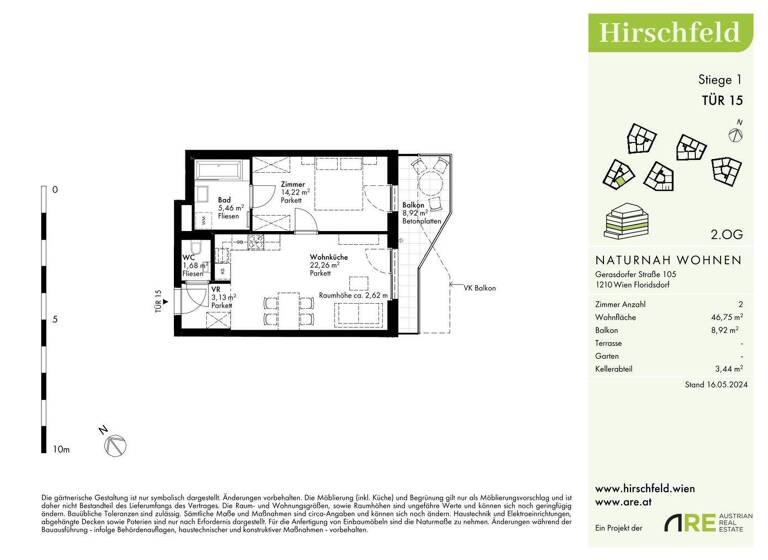 Wohnung zum Kauf - Erstbezug provisionsfrei 285.000 € 2 Zimmer 46,8 m² 2. Geschoss Wien 1210