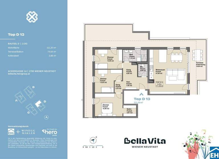 Wohnung zum Kauf - Erstbezug 519.900 € 4 Zimmer 111,2 m² 2. Geschoss Ackergasse Wiener Neustadt 2700