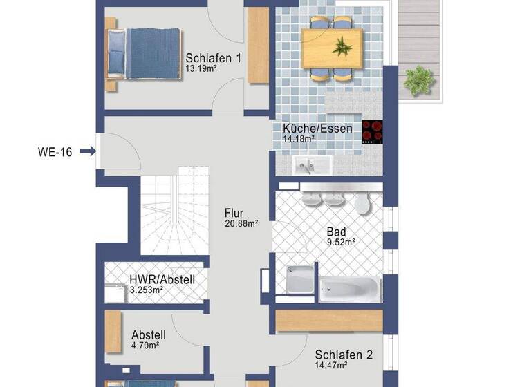 Maisonette zur Miete - Erstbezug 3.070 € 5 Zimmer 171 m² 1. Geschoss Kniepervorstadt Stralsund 18435
