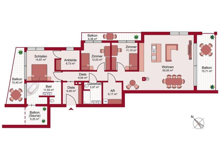 Wohnung zum Kauf - Erstbezug 1.900.000 € 4 Zimmer 134,9 m² Kirchberg 6365