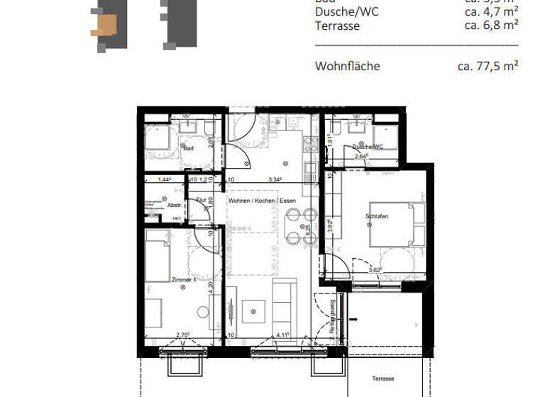 Wohnung zur Miete 1.290 € 3 Zimmer 77,5 m²<br/>Wohnfläche 1.<br/>Geschoss Korntal Korntal-Münchingen 70825