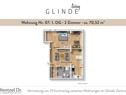 Wohnung zur Miete 1.379 € 2 Zimmer 70,5 m² 1. Geschoss frei ab 01.12.2026 Glinde 21509