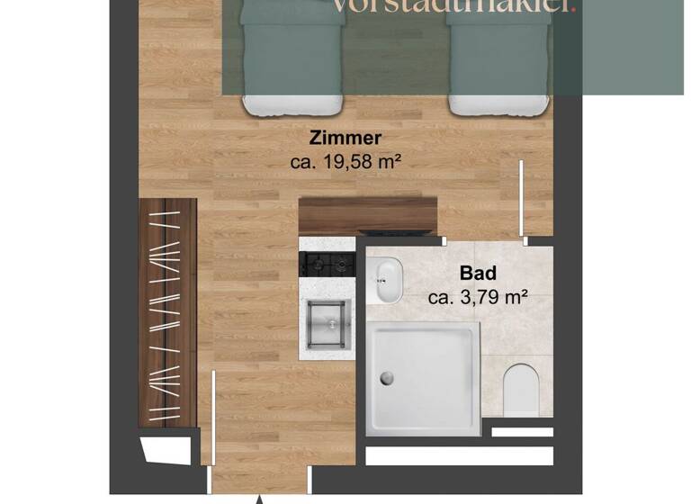 Studio zum Kauf 180.000 € 1 Zimmer 24,8 m² 2. Geschoss Trudering-Riem München 81829