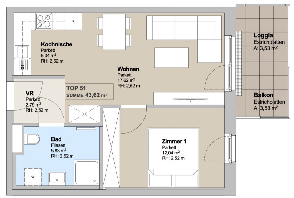 Wohnung zur Miete 514 € 2 Zimmer 43,6 m²<br/>Wohnfläche St. Pölten St. Pölten 3100