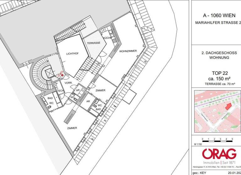 Wohnung zur Miete 2.875 € 3 Zimmer 150,3 m² Wien 1060