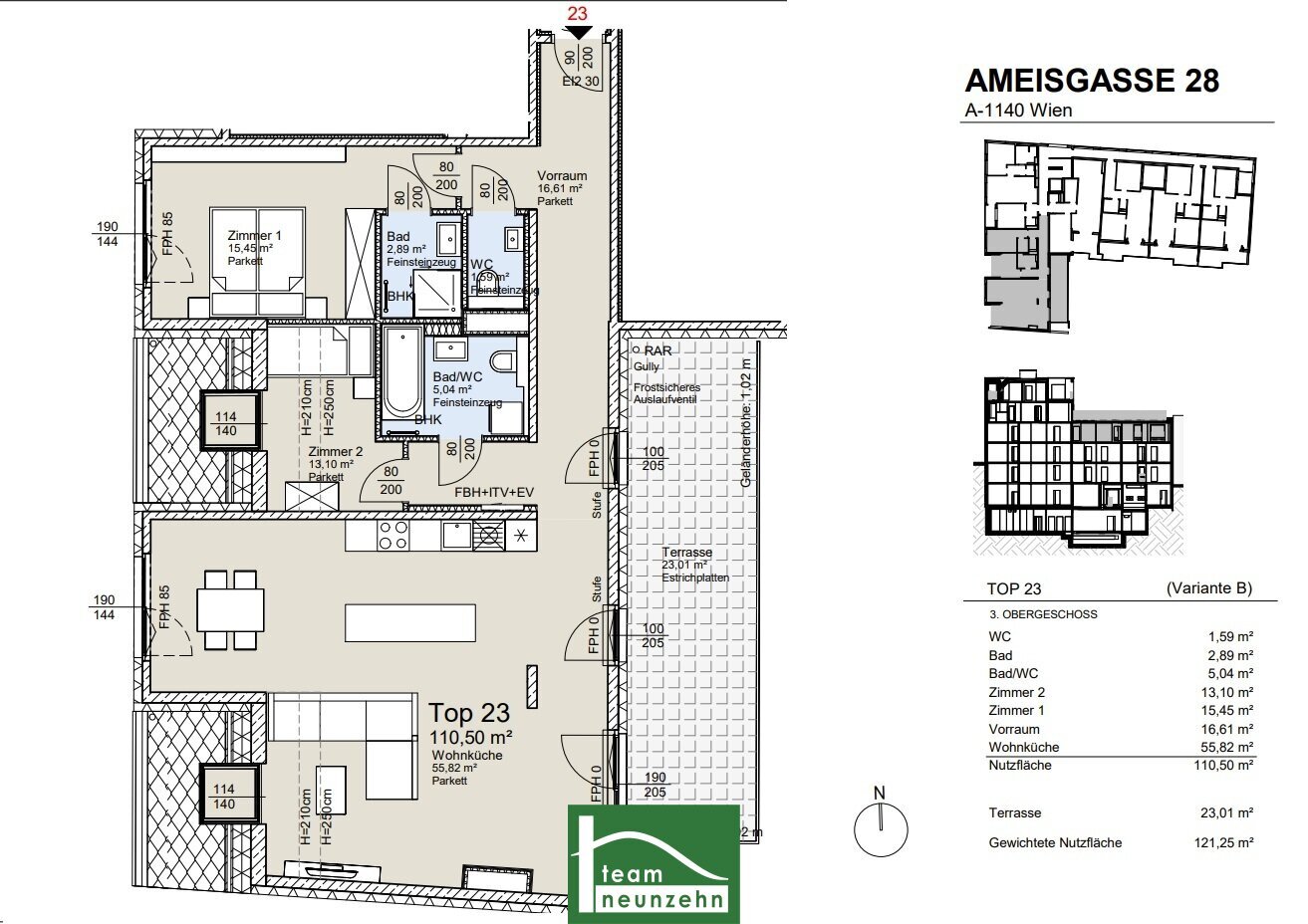 Wohnung zum Kauf provisionsfrei 799.651 € 3 Zimmer 110 m²<br/>Wohnfläche 3.<br/>Geschoss Ameisgasse 28 Wien 1140