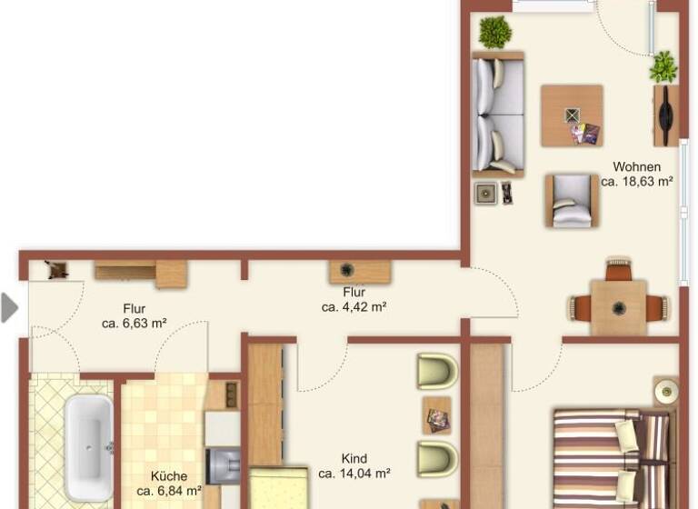 Wohnung zur Miete 359 € 3 Zimmer 71,6 m²<br/>Wohnfläche 1.<br/>Geschoss Friedrich-Hähnel-Straße 4 Helbersdorf Chemnitz 09120