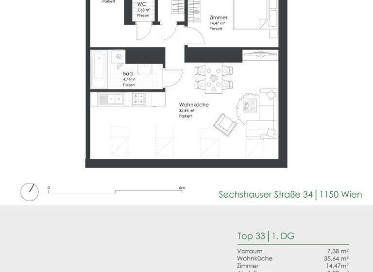 Wohnung zum Kauf 279.000 € 2 Zimmer 66,9 m² Sechshauser Straße 34 Wien 1150
